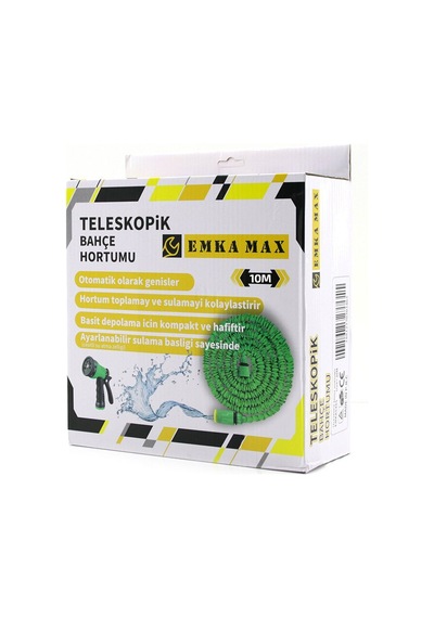 Emka Max-5464 Teleskopik Uzayan Bahçe Hortumu 10 Metre - 7 Fonksiyonlu Tetikli Tabanca