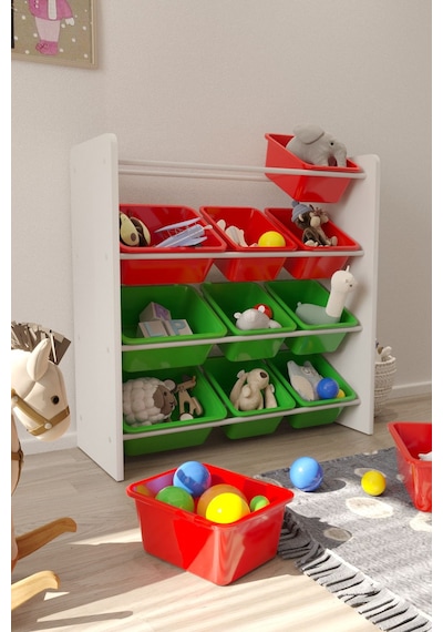 12 Sepetli Çok Amaçlı Oyuncak Dolabı Montessori Dolap Kırmızyeşil Kırmızı - Yeşil 12 Sepetli Çok Amaçlı Oyuncak Dolabı Montessori Dolap Kırmızyeşil Kırmızı - Yeşil