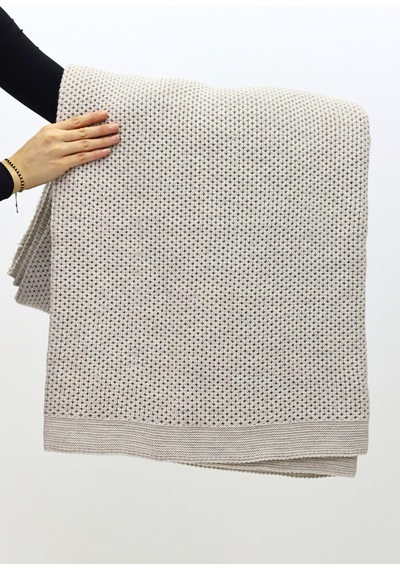 Liva Yumuşak Örgü Battaniye Düz Çift Kişilik 200x220 Cm Vizon Akrilik Yatak Örtüsü Dekoratif Şal Vizon