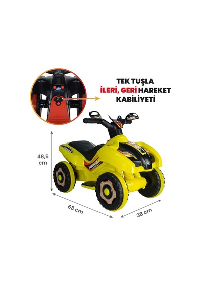 Robo Led Işıklı Müzikli 6 V Akülü Atv Motor Sarı