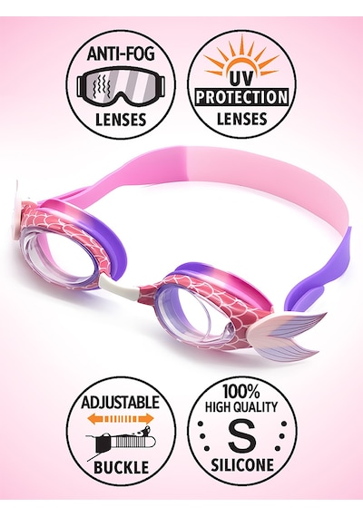 Denokids Kız Çocuk Deniz Gözlüğü Anti-fog Mermaid Renkli