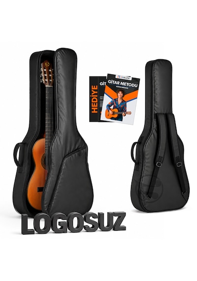 Fourtune Luca Siyah Klasik Gitar Kılıfı Kalın Taşıma Çantası Eğitim Metodu Hediye