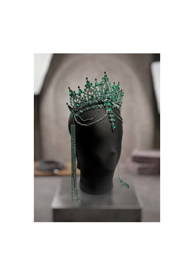 Diamond Veil Crown Alınlıklı Gelin,kına,nişan,söz,after,bride,party Taç Yeşil - 885835840 Yeşil