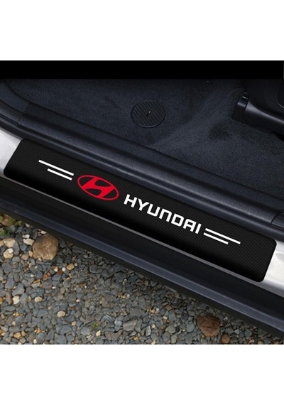 Hyundai Logolu Karbon Kapı Eşiği Koruyucu Bant Folyo 4'lü Set