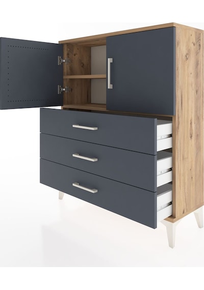 Arges Şifonyer 2 Raflı 3 Çekmeceli 2 Kapaklı 88x30x106 Çam-an... Çam