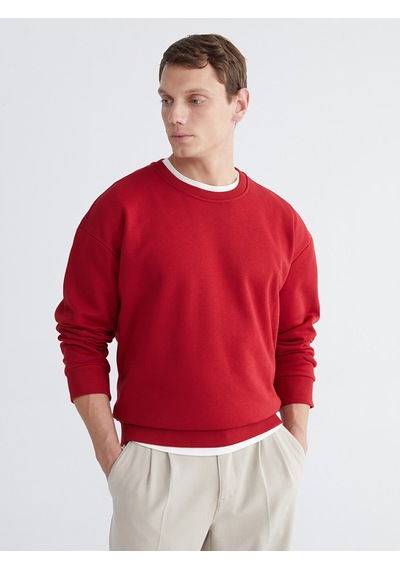 Lcw Vision Kırmızı Bisiklet Yaka Erkek Kalın Sweatshirt