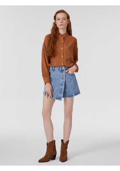 Slim Fit Kadın Etek Mavi