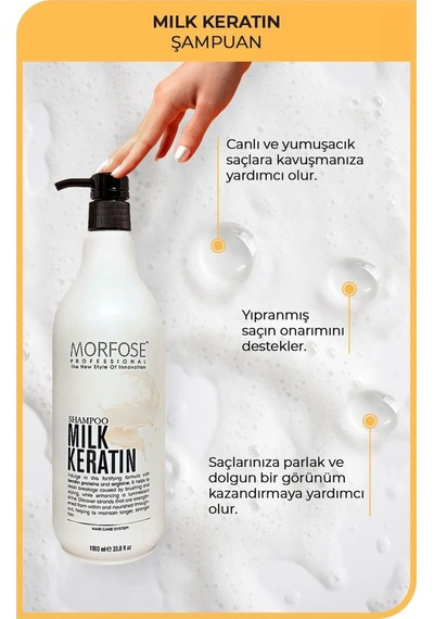 Milk Keratin Şampuan 1000 Ml - Besleyici Koruyucu Etki Beyaz