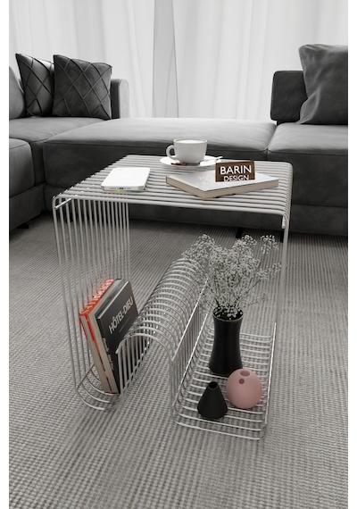 Modern Metal Tel Orta Sehpa Yan Sehpa Orta Sehpa Ve Dekoratif Salon Masası Gümüş