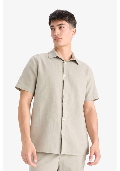 Defacto %100 Pamuk Regular Fit Polo Yaka Yazlık Kısa Kollu Gömlek D8613ax25smkh418 Haki
