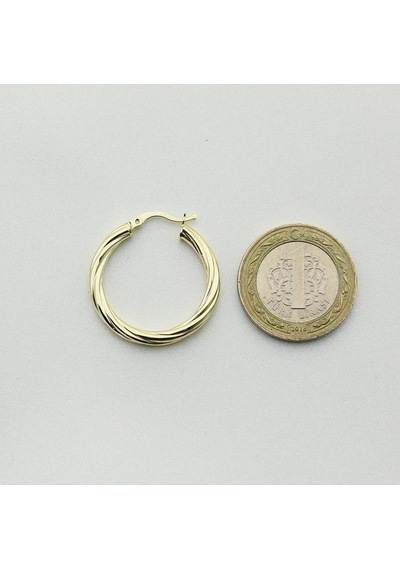 Burma Altın Halka Küpe Çapı:2.8cm Sarı Altın