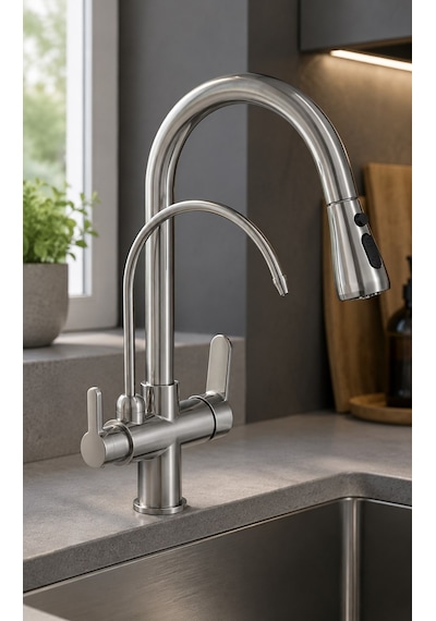 Fleko Spiralli Arıtmalı Eviye Bataryası İnoks Inox