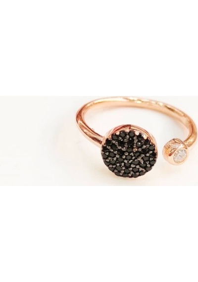 Oriental Kuyumculuk Jewellery Siyah Taşlı Rose Gümüş Yüzük Rose