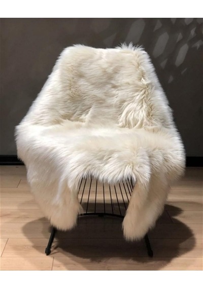 Kuzu Post Üst Kalite Tüy Dökmez Yıkanabilir Yumuşak Dokulu Peluş Halı, Kemik, 50 X 80 Beyaz