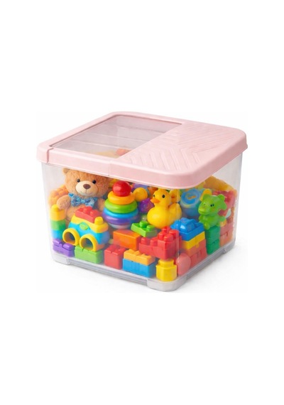 Büyük Boy Kapaklı Çok Amaçlı Saklama Kabı,16 Lt,erzak,deterjan,oyuncak Organizer,28x34x23 Cm Krem