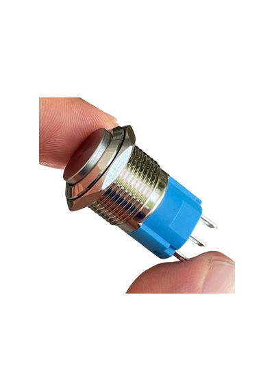 D21 16mm Metal Mavi Halka Ledli Kalıcı Buton 24v