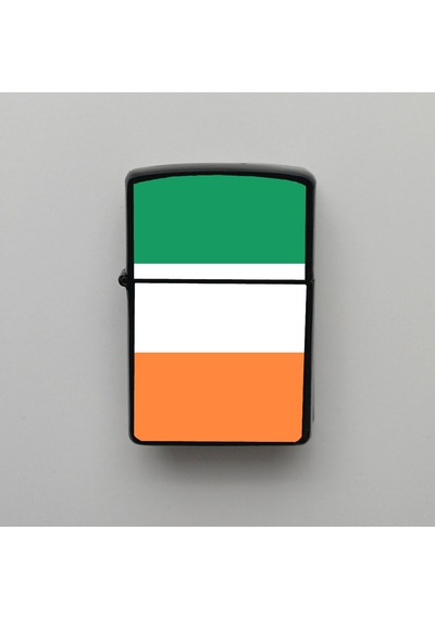 İrlanda Ireland Klasik Ülke Bayraklı - Benzinli Siyah Çakmak - Hediyelik Siyah