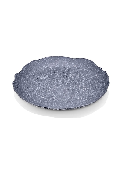 6 Adet Melamin Tatlı Tabağı Servis Tabağı - Bulaşık Makinesinde Yıkanabilir Mat Gri Desenli 32 Cm