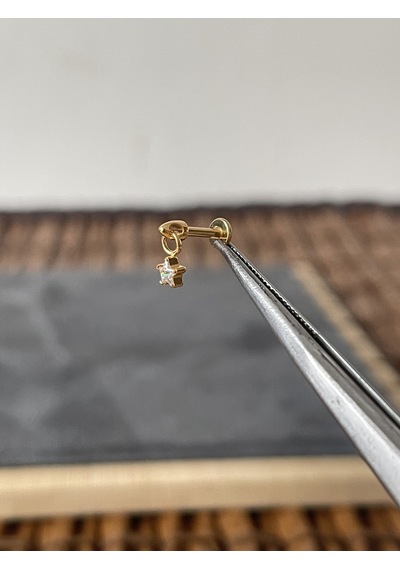 Yüksek Kalite G23 Titanium Yıldız Sallantı Altın Titanyum 6 X 1.2 MM Labret Piercing Sarı