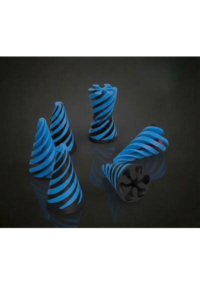 Spiral Geçmeli Koni Stres Çarkı - Masaüstü Dekoratif Obje Görsel İllüzyon - Fidget Stres Oyuncağı - Mavi