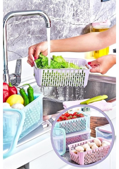 3'lü Set 3500 Ml Süzgeçli Saklama Kabı, Can.hh.034.0 Genel