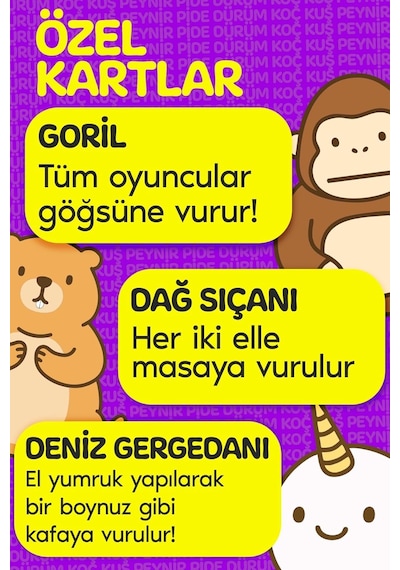 Çabuk Reflex Kutu Oyunu Dürüm Koç Kuş Peynir Pide Kart Oyunu Oyun Parti Eğlence Aile Arkadaş Oy Standart