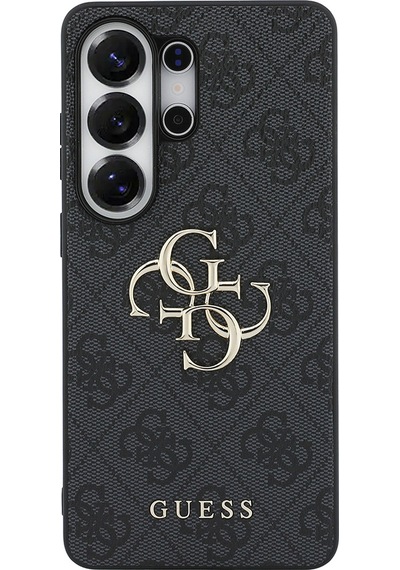 Galaxy S26 Ultra Uyumlu Kılıf Guess Lisanslı Pu Deri Büyük Metal Logo Dizaynlı Kapak Siyah
