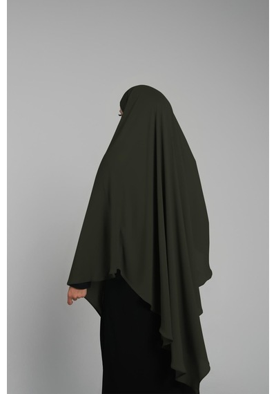 Hürrem Bone Haki Pratik Hazır Geçmeli Tesettür Eşarp Krep Bağcıklı Sufle Hijab 2313 09 Haki