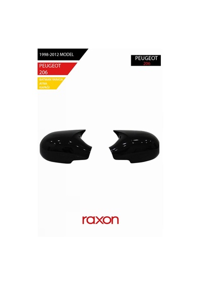 Peugeot 206 1998-2012 Batman & Yarasa Ayna Kapağı Parlak Piano Black Sport