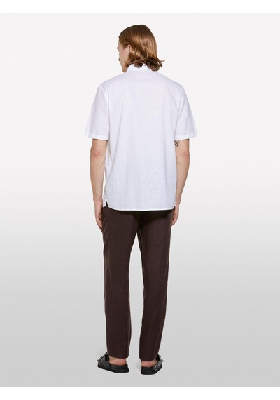 Sisley Keten Karışımlı Regular Fit Kısa Kollu Gömlek Erkek Beyaz Gömlek - 325p51fcsq03k