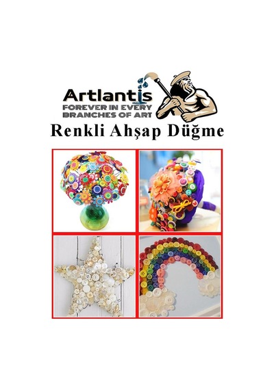 Renkli Düğme Ahşap 60 Adet 1 Paket Okul Kreş Sanat Etkinlik Anasınıfı 1,2cm 50 Adet 2,5cm 10 Adet