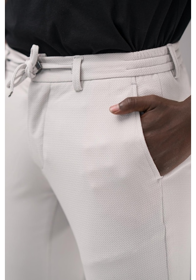 Notra Slimfit Armürlü Full Likralı Esnek Beli Lastikli Yazlık Jogger Pantolon Taş