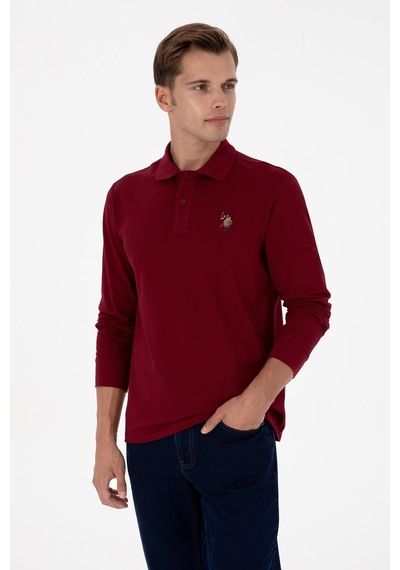 U.S. Polo Assn. Erkek Regular Fit Polo Yaka Bordo Basic Sweatshirt 50313772-VR014
