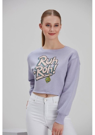 Meecy Kadın Lila Baskılı Sweatshirt Lila Lila