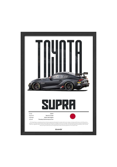 Toyota Supra Araba Siyah Ahşap Çerçeveli Poster, Dekoratif Duvar Tablosu