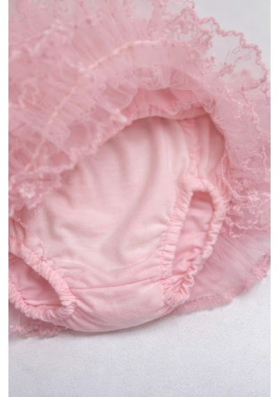 Kardeşler Bebe Kız Bebek Tüllü Fırfırlı Külotlu Etek Pembe