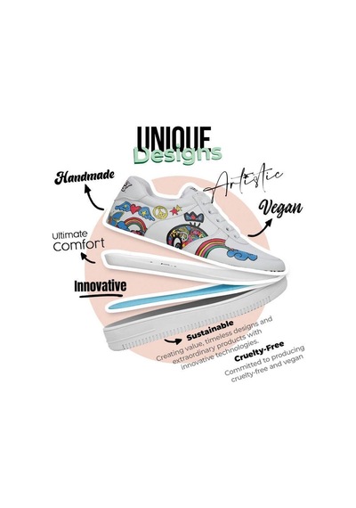 Kadın Vegan Deri Beyaz Sneakers - Warner Bros Tweety Love Tasarım Çok Renkli