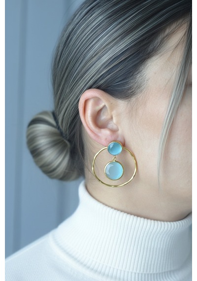 Kadir Jewellery 22 Ayar Altın Kaplama Kadın Halka Küpe -el İşçiliği Ve Hipoalerjenik Küpe çok renkli