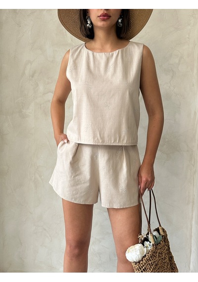 Verymoda Fiyonk Taş Baskılı Şort D2905