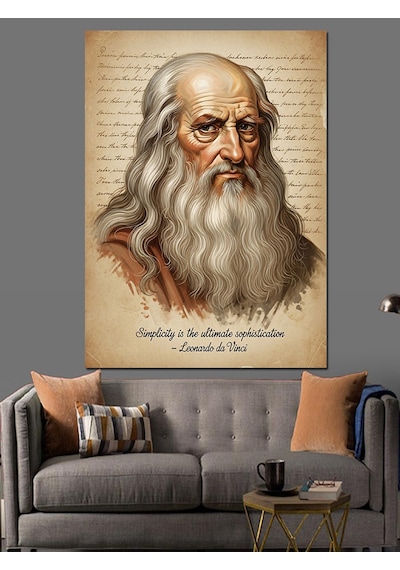 Leonardo Da Vinci Ve "sadelik En Üst Düzey Karmaşıklıktır"sözü Dekoratif Kanvas - Mdf Ahşap Tablo