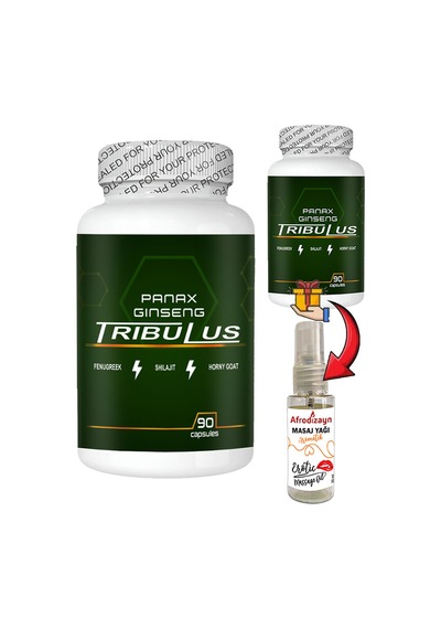 Panax: 2 Adet Panax Ginseng Tribuluslu Fenugreekli Shilajitli Hornygoatlı 90 Lı Erkeklere Özel Sekskapsüller + 30 Ml Afrodizayn Masaj Yağı