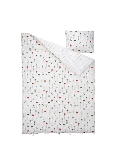 Ikea Nattslanda Tek Kişilik Nevresim Takımı 150 X 200 Cm Beyaz - Yeşil - Kırmızı Çok Renkli