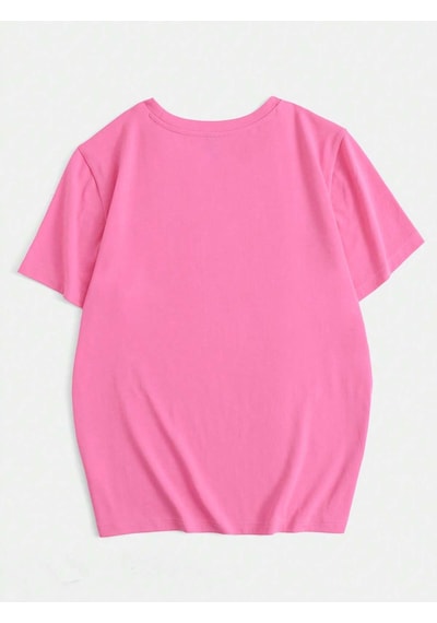 Noıssey Karikatür Ve Grafik Tasarım Oversize T-shirt Cartoon/letter Serisi Kod35 Pembe