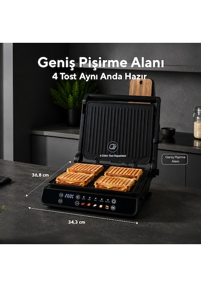Kumtel TTM-10 2000 W Dijital Tost Ve Izgara Makinesi