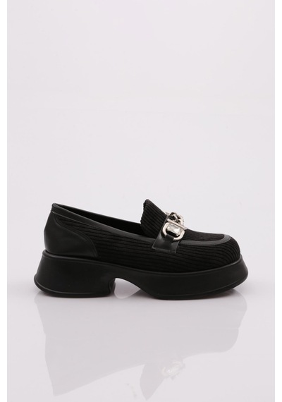 Dgn 504 Kadin Loafer Ayakkabi Siyah Kadife
