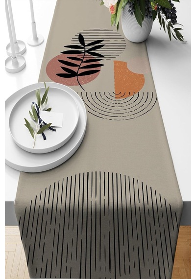 Modern Tasarım 3d Dijital Baskılı Dekoratif, , Yumuşak Dokulu, Amerikan Servisi 140x40 Cm Runner. Antrasit Bej Diğer