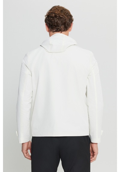 AC&Co / Altınyıldız Classics Erkek Ekru Softshell Rüzgar Geçirmez Standart Fit Normal Kesim Kapüşonlu Cepli Mont Ekru