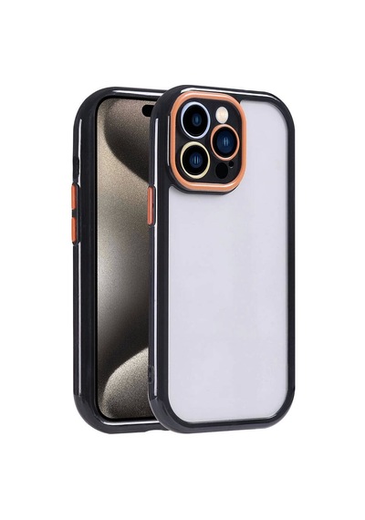 Apple Uyumlu iPhone 15 Pro Kılıf Kamera Korumalı Renkli Kenar Ve Çerçeve Tasarımlı Redclick Vitamin Kapak - Siyah
