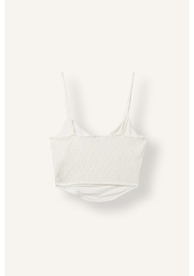 Defacto Fitted Agraflı Örme Dantel Crop Korse Büstiyer I9561ax26hswt32 Beyaz-wt32