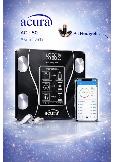 Acura Ac50 Smartscale Vücut Analizli Bluetooth Akıllı Tartı